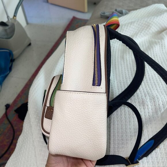 Coach Womens Backpack White Mini Court Leather Rainbow Pride Adjustable Straps - Picture 8 of 8
